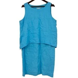 Habitat 100% Linen Dress Women’s Shift Sheath Cottagecore Beach Summer sz large